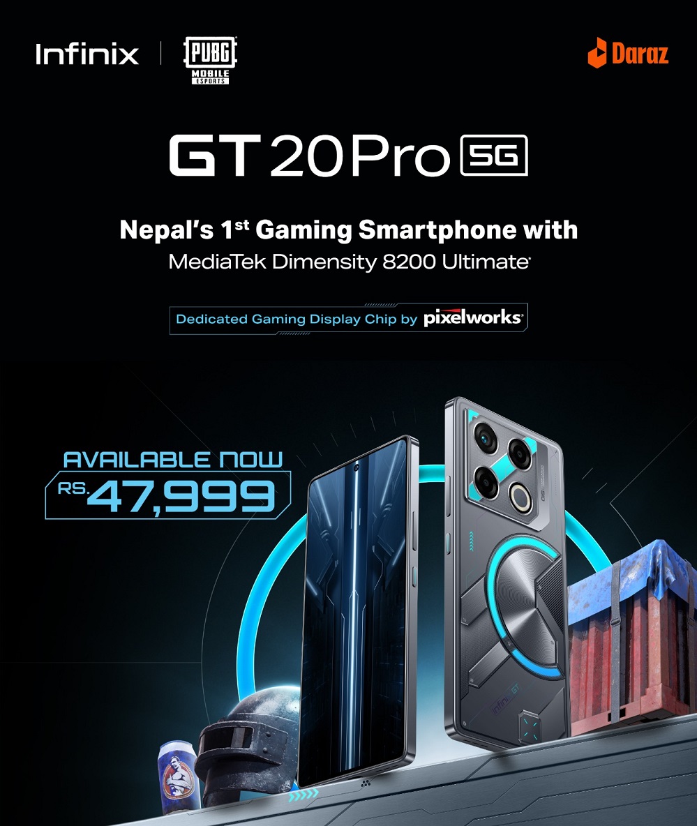 Infinix Launches GT 20 Pro in Nepal: Nepal’s first Gaming smartphone featuring MT Dimensity 8200 ultimate chipset with dedicated gaming display Up to 90 FPS Gaming