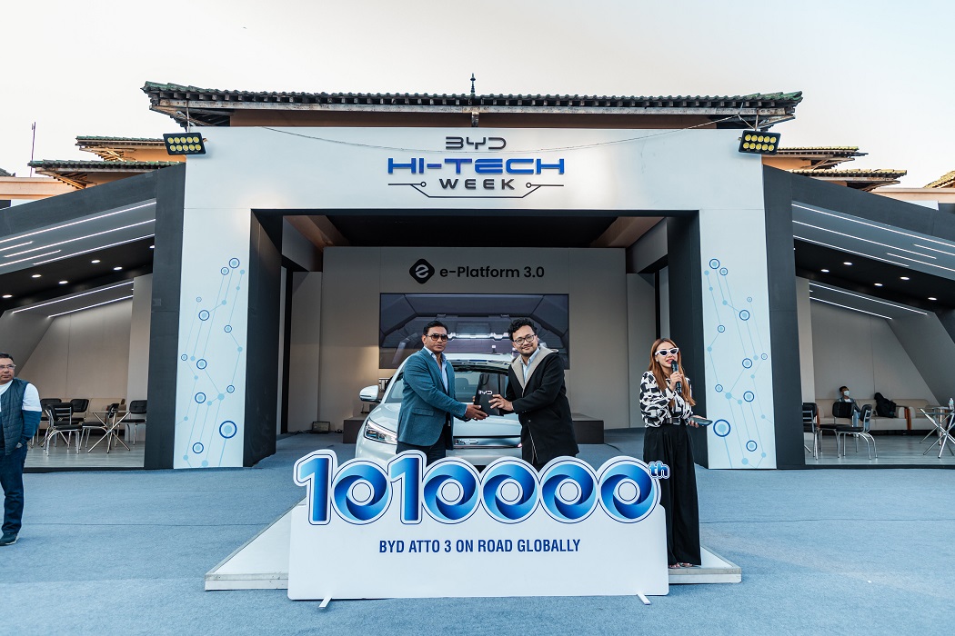 BYD HI-TECH WEEK CONCLUDES WITH THE GLOBAL MILESTONE DELIVERY OF THE 10,10,000TH BYD ATTO 3