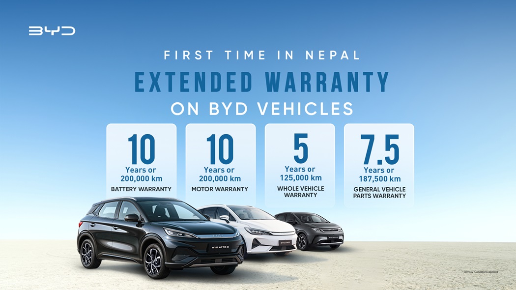 Cimex Introduces Industry-Leading Extended Warranty on BYD Electric Vehicles in Nepal