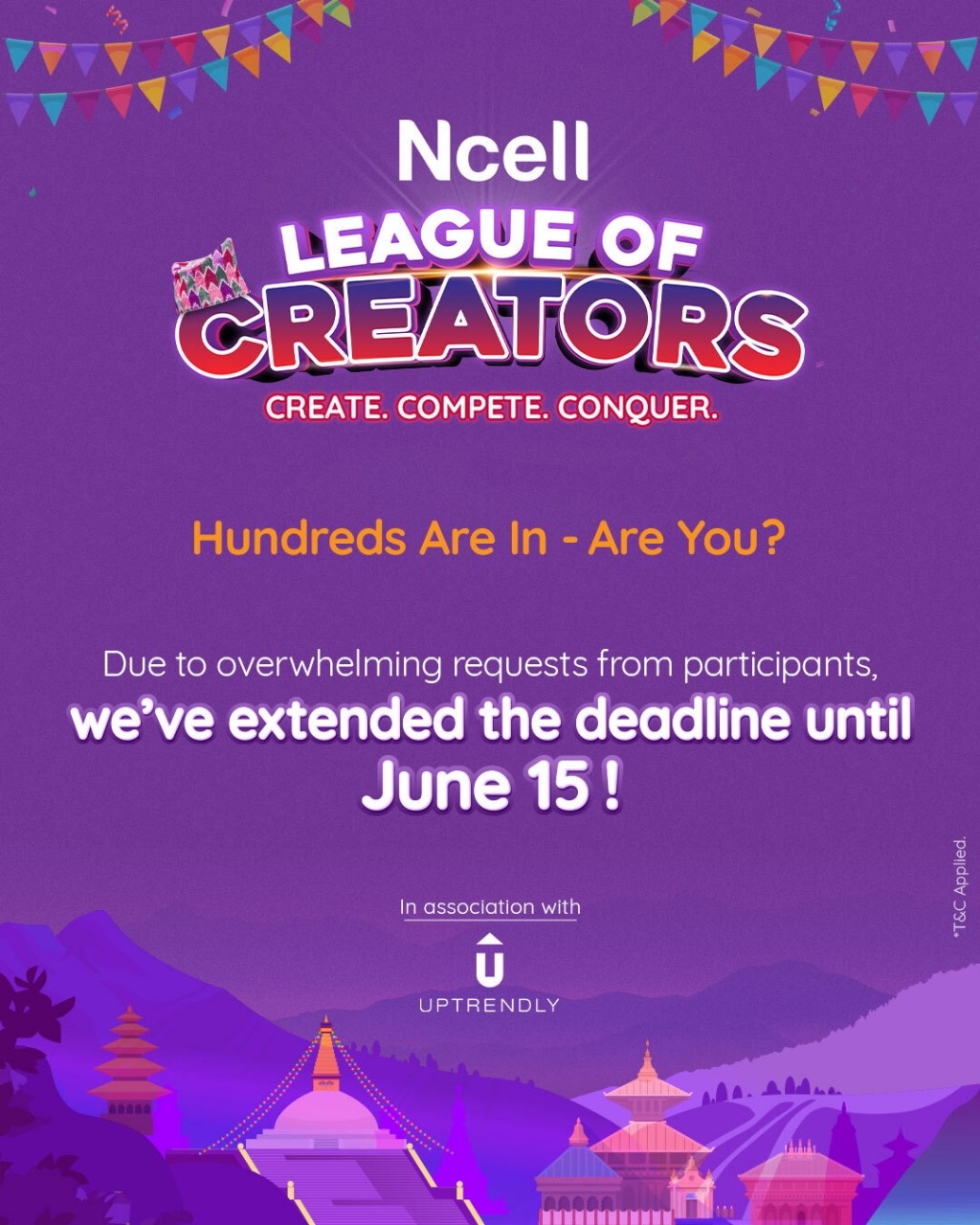 एनसेलले बढायो ‘लीग अफ क्रिएटर्स’मा सहभागी हुने म्याद असार १ सम्म