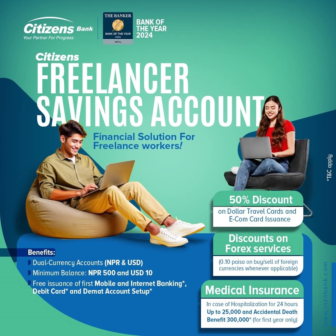 स्वतन्त्र पेशाकर्मीलाई लक्षित ‘फ्रिल्यान्सर सेभिङ अकाउन्ट’: बैंकिङ प्रणालीमा नयाँ अभ्यास