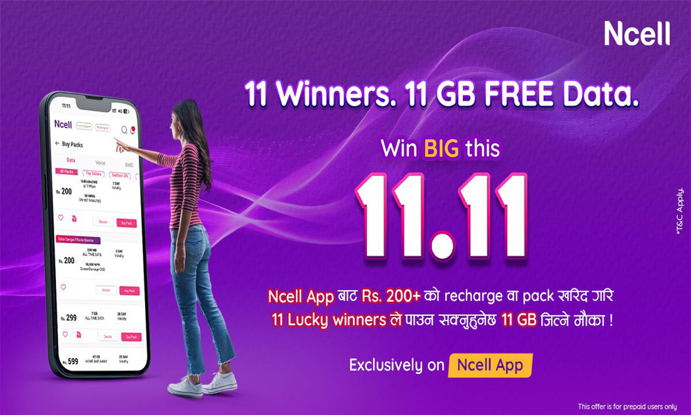 Ncell’s 11GB data to 11 lucky customers