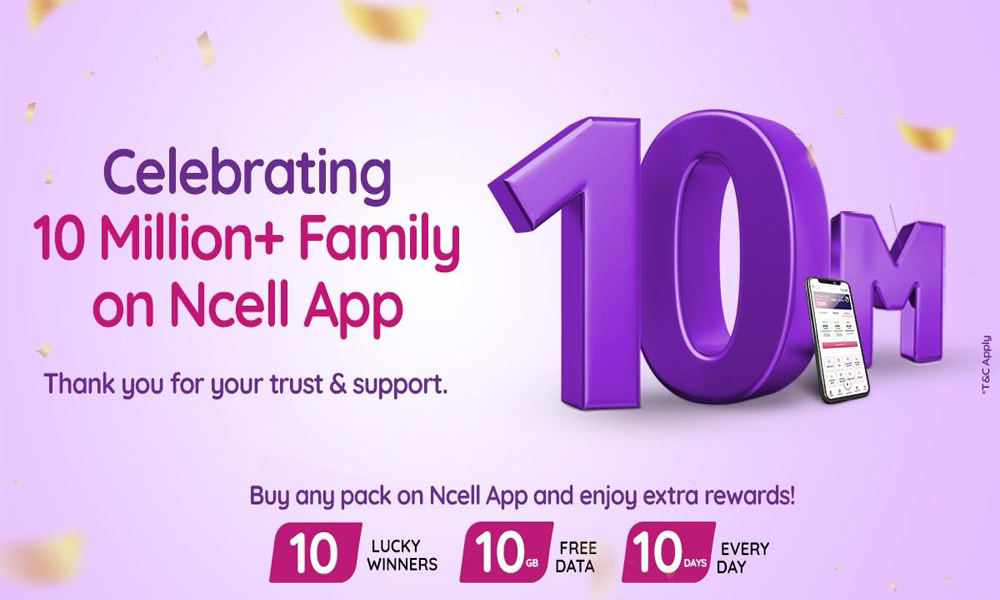 Ncell App marks 10 million downloads milestone, Ncell announces 10-day celebration campaign
